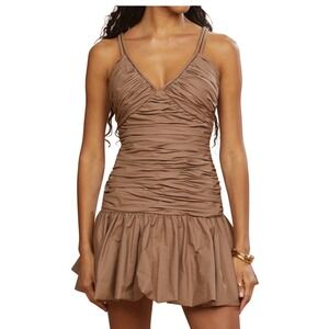 AMUR Annamarie Ruched Mini Dress Sand Dune Size 4 NWOT